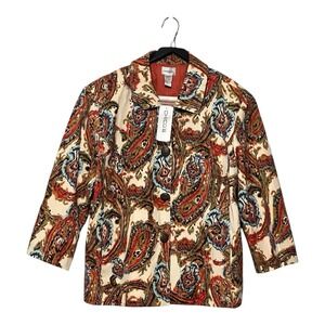 Chico's Paisley Artsy Button Front Jacket NWT Size 3 (US XL)